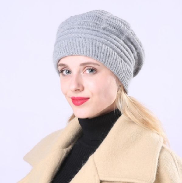

women's wholesales winter new plus beanie velvet wool warm shipping knitting wool jacquard striped hats cute halloween fsahion fqadr, White;black