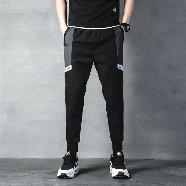 

fashion ankle-length pants slim 2020stree pants menelastic band elastic sportsuit clothes trousers hip hop trousers, Black