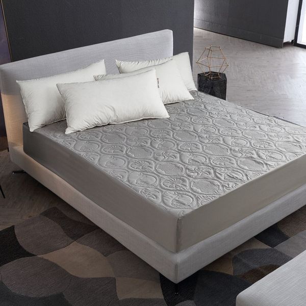 

solid color quilted embossed waterproof mattress protector fitted sheet cover for mattress thick soft pad for bed sheet cover