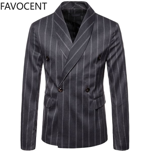 

2019 spring and autumn simple men's suit jacket new large size striped green fruit collar business casual suit flower blazer, White;black