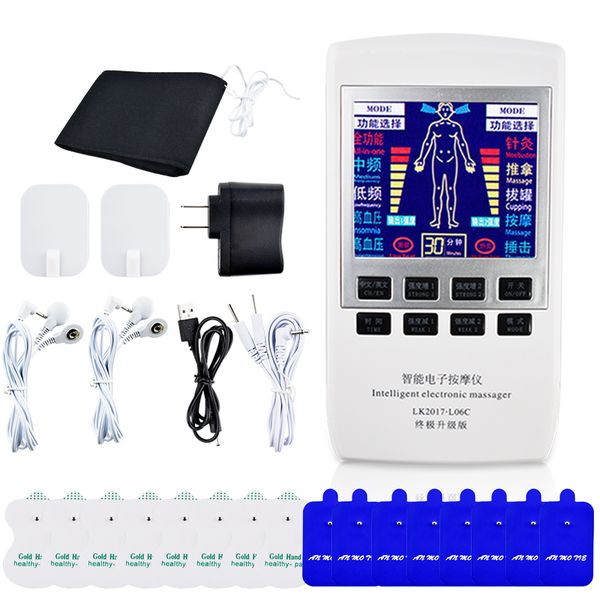 Tens Multi-Função Elétrica Massageador Acupuntura Dupla Freqüência Fisioterapia Máquina de Massagem EMS Estimulador Muscular