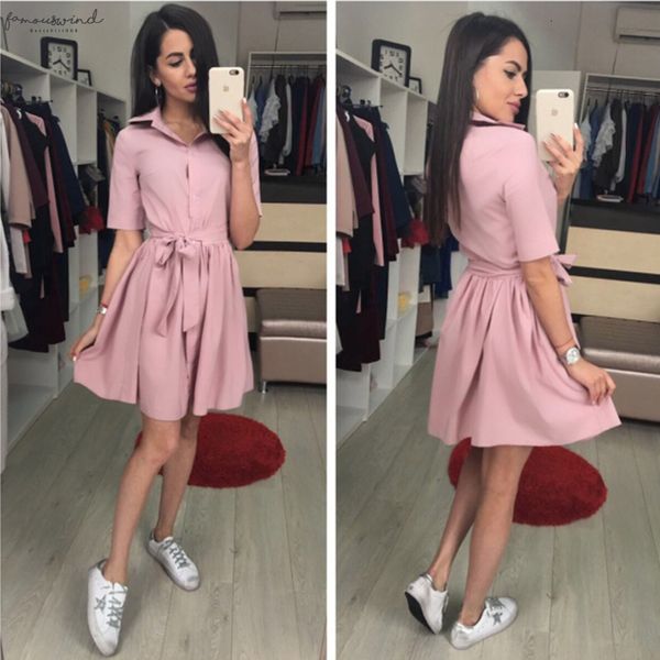 

women turn down collar sashes dress summer new fashion solid a line casual dress vintage short sleeves party dresses, Black;gray
