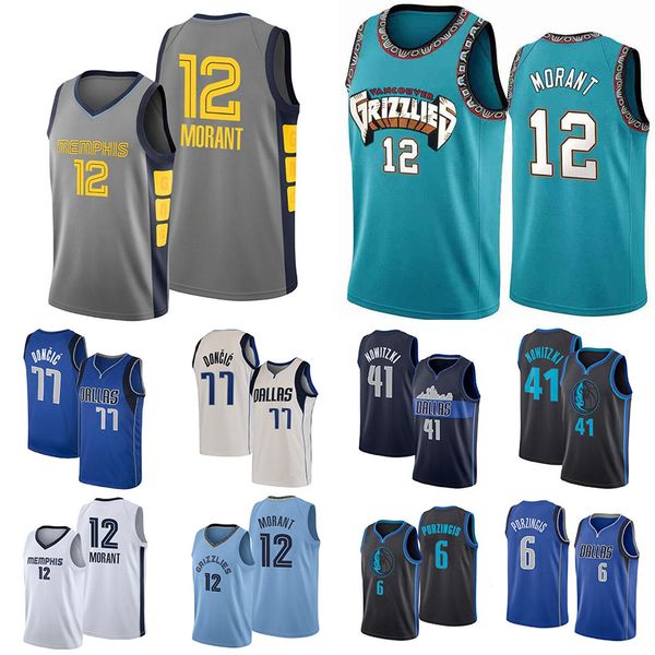 

ja 12 morant ncaa jersey luka 77 doncic dirk 41 nowitzki mike bibby 2020 men's basketball jersey, Black;red