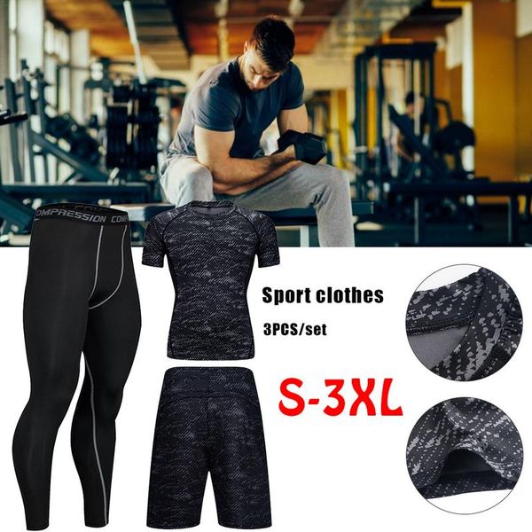 

спортивная одежда мужчины 3-piece set с коротким рукавом быстросохнущие compression колготки баскетбол бег спортивная одежда для мужчин фитн, White;red