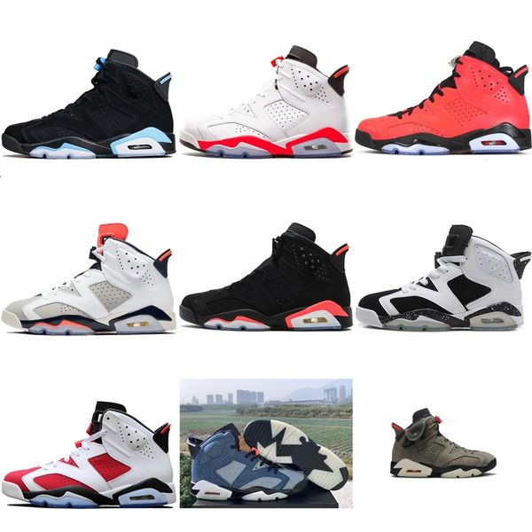 

retro men 6 washed denim basketball shoes travis scotts gatorade green limited golden sneakers classic 6s unc athletic sports shoes 7-13, Black