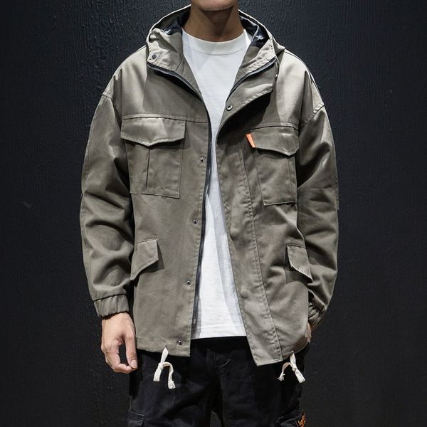 

streetwear harajuku bomber tactical jacket men hooded jacket fashion outerwear coat hip hop hoodies korean style clothing m-5xl, Black;brown