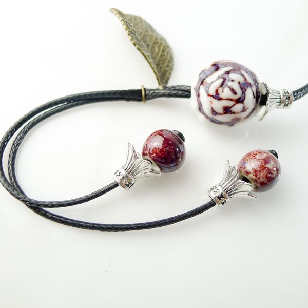 

ceramic rose flower pendant necklaces ceramic jewelry long rope handmade diy fashion necklace for women #ey119, Silver