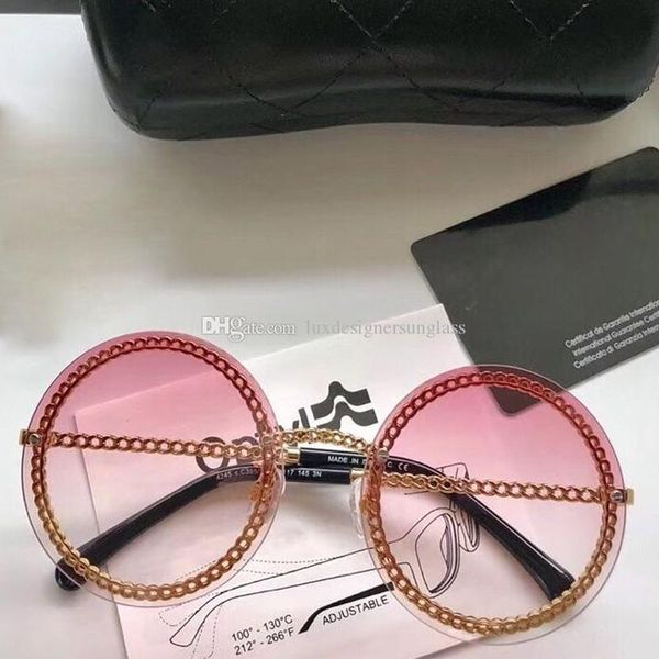 

4245 luxury sunglasses women round sunglasses uv protection lens with chain fashion modern design eyewear