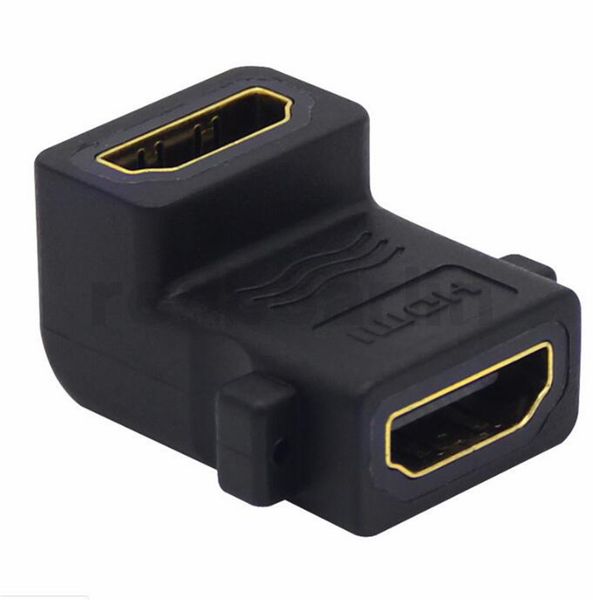 

90 degree angle hdmi female to female f/f with screw holes extension adapter for hdtv 1080p
