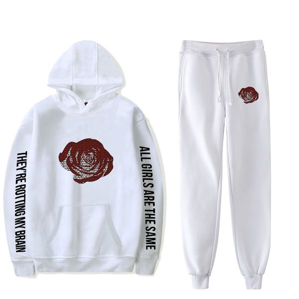 

рэпер сок wrld mens конструктора костюмы 3d digital printed 2pcs set активный спорт бег одежда мода пуловеры толстовка повседневный брюк, Gray