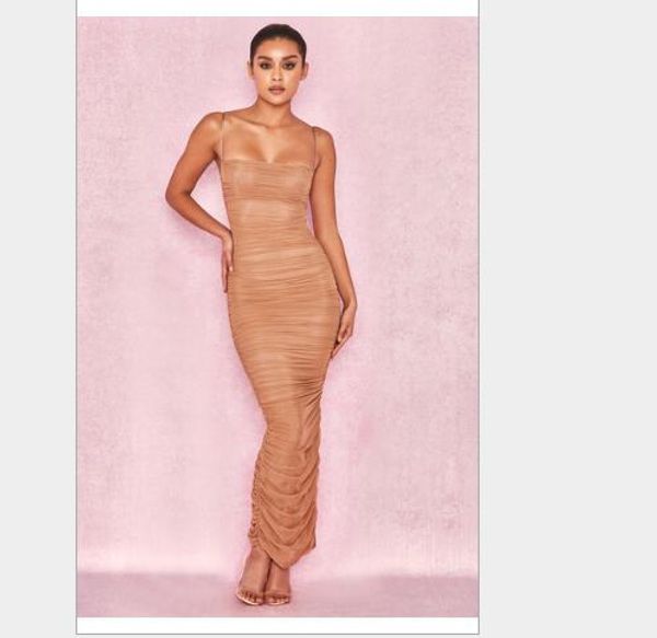 

casual dresses strap ankle-length lace slit party evening pub dress celebrity low bosom summer women bandage, Black;gray