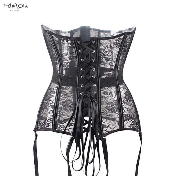 

Free Shipping Sexy Lace Latex Waist Corsets Women Plus Size Floral Corselet Sexy Underbust Corset Bustier Gothic Clothing