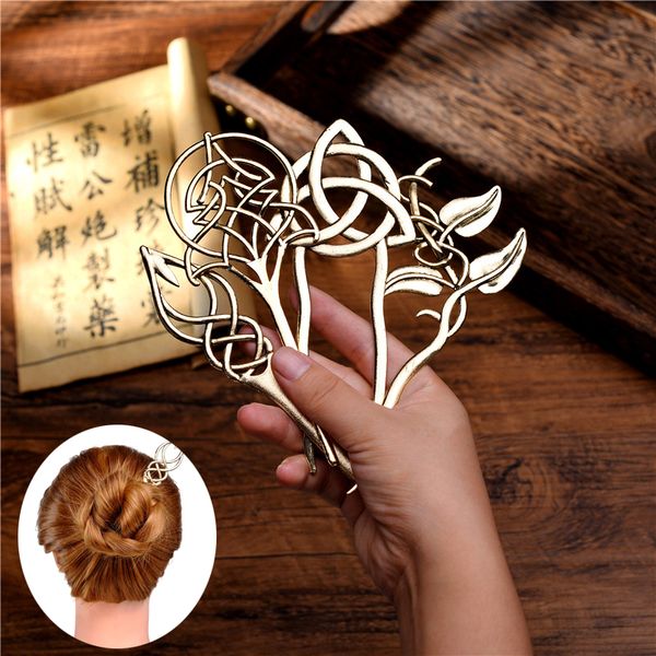 

vintage hair hairpins jewelry celtics knots crown style gold antique silver hair clips hairpins decoration gift for girl women, Golden;white