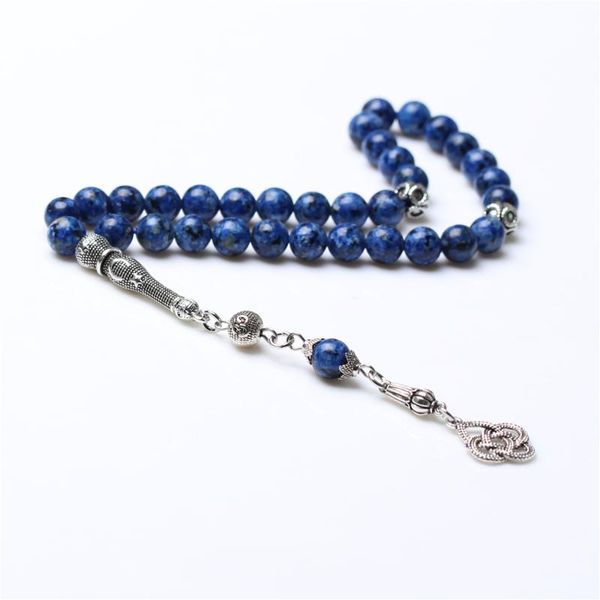

wholesale 8mm blue stone tassel prayer beads islamic tasbih muslim rosary necklace, Black