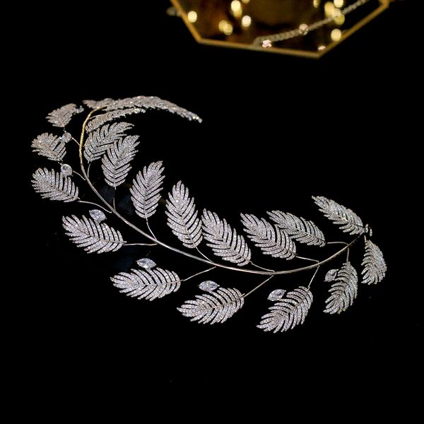Luxury Zircon Bridal Jewelry Wedding Hair Accessories Leaf Hair
