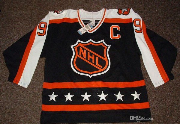 

custom jersey 5xl 6xl 66 mario lemieux wayne gretzky 1991 nhl all star game hockey jersey embroidery stitched customize any number and name, Black;red