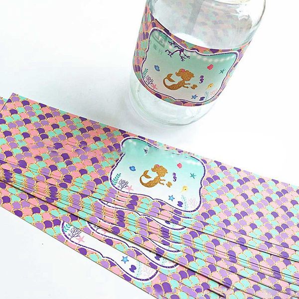 

24 шт./упак. мечтательный русалка минеральная вода бутылка этикетка бутылка сладкой воды наклейки бар декор дети день рождения поставки