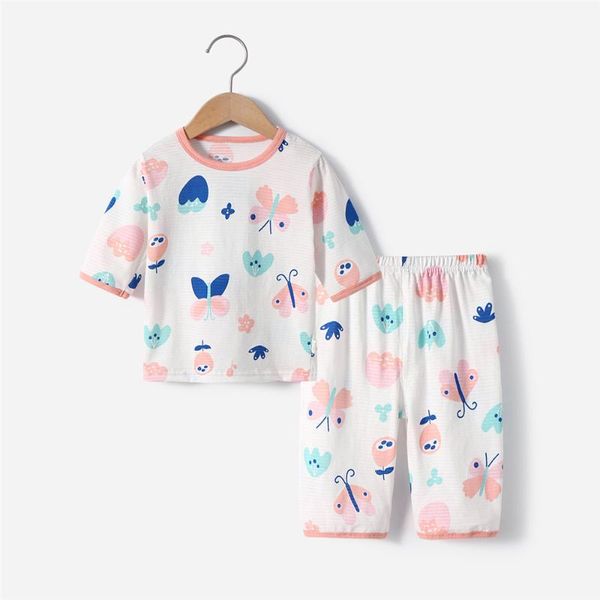 

summer baby girls short sleeves shirt short pants pajama sets kids boys home wearing air-conditioned clothing children sleepwear, Blue;red