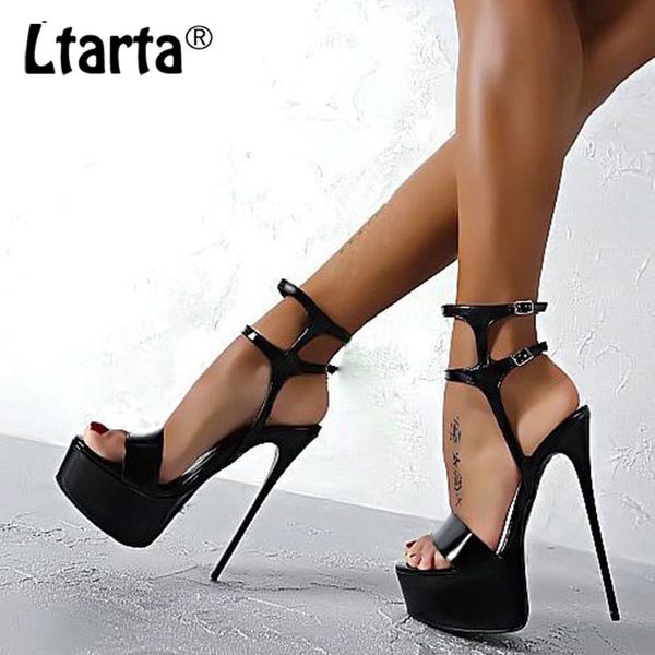 

women high heels sandals 16cm stripper shoes party pumps shoes women gladiator platform sandals size 35-46 cwf-my166-2 cj191226, Black