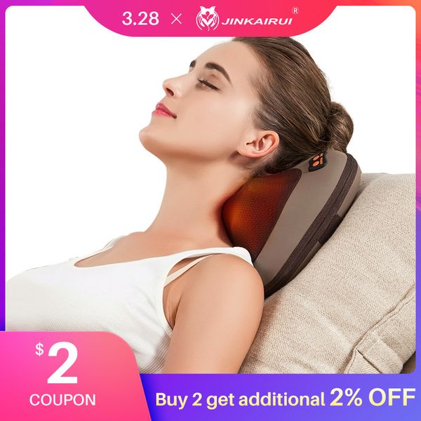 

jinkairui vibrating kneading neck body massager hammer pillow infrared shiatsu electric shoulder back massage massagem car/home