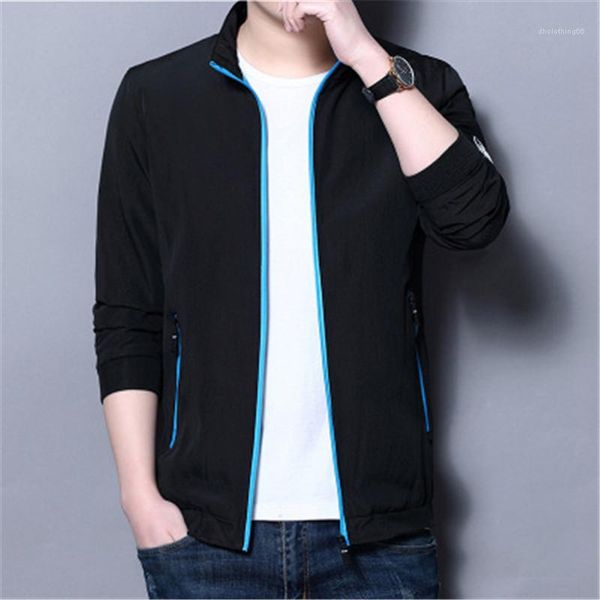 

designer casual spring baseball uniform man jackets regular length zipper long sleeve coats contrast color men casual outerwear mens, Black;brown