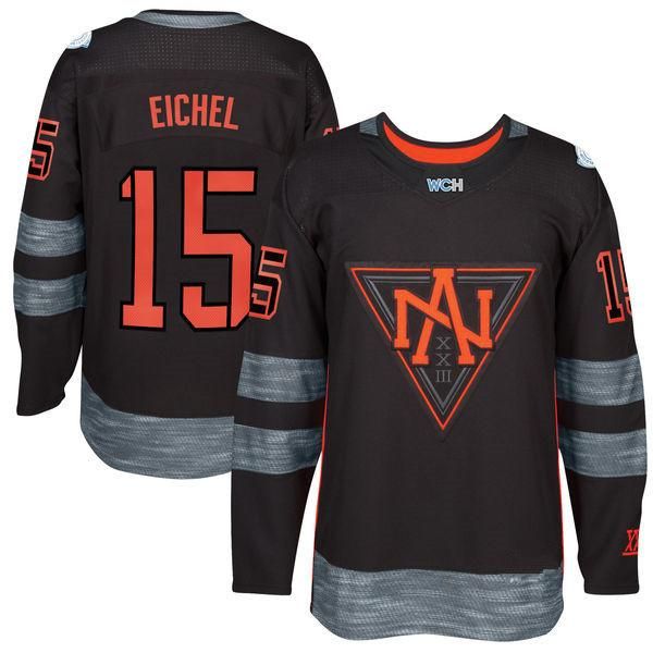 

north america hockey jersey 2016 world cup 15 jack eichel jersey buffalo sabres ice black color blue white for men all stitched, Black;red
