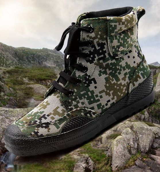 Venda quente-libertação masculina de alta ajuda exército sapatos de borracha 07 treinamento de camuflagem ao ar livre liberação sapatos primavera e verão desgaste do trabalho do site canva