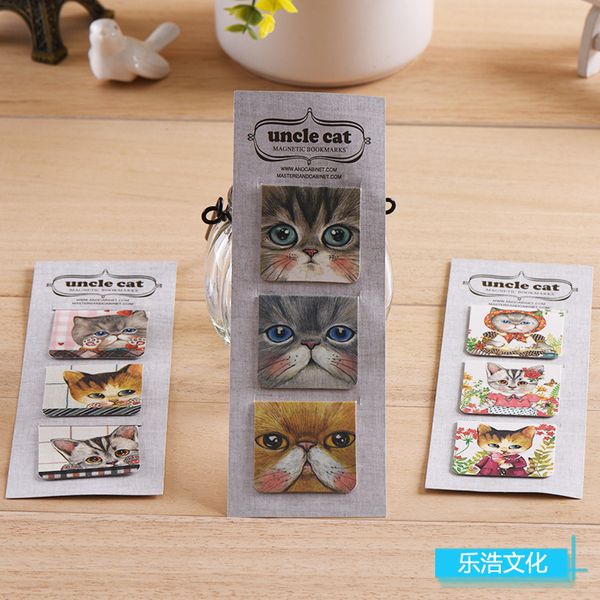 

3 pcs/lot cute cats kitten magnetic bookmark book holder