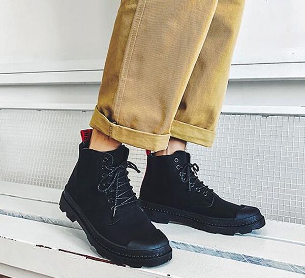 

designer- men's motorcycle martin boots oxfords, Black