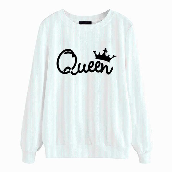 

o-образным вырезом толстовки harajuku queen печати толстовка повседневная флис бренд спортивный костюм с длинным рукавом осенняя одежда женщ, Black