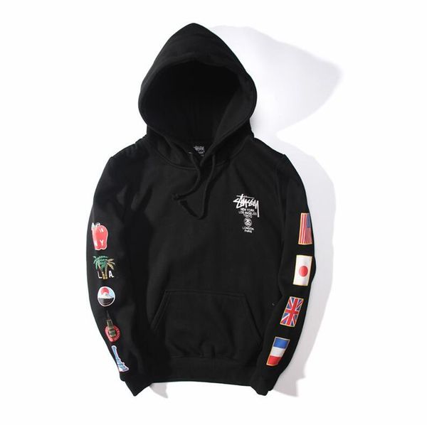 

brand 2019 high street new arrival white hoodies men women's pullover hooded hoodies teenager autumn long sleeve pullover casual, Black