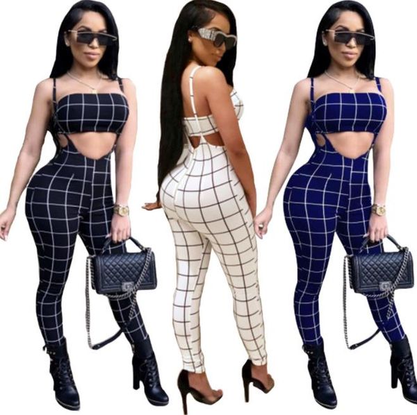

Womens Designer Clothing Sets Casual Tracksuits Playsuits Plaids Strapless Bras 2pcs Fashion Female Suits