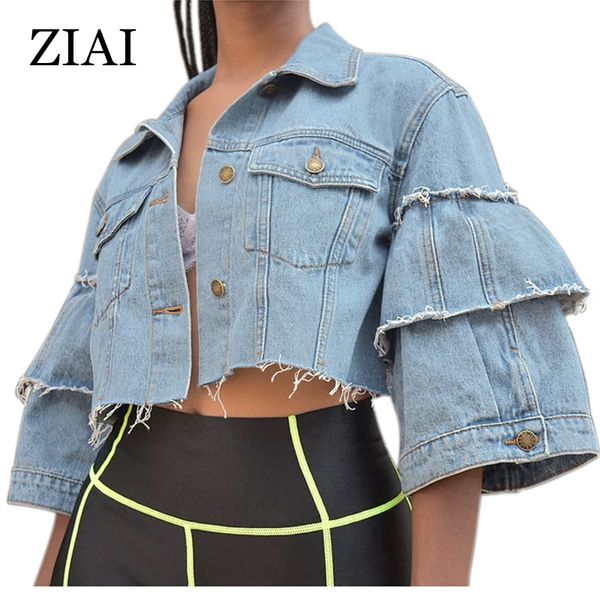 

ziai 2020 jacket women fashion casual short denim shirt denim jacket wild windproof was thin coat ale zw-nz014, Tan;black