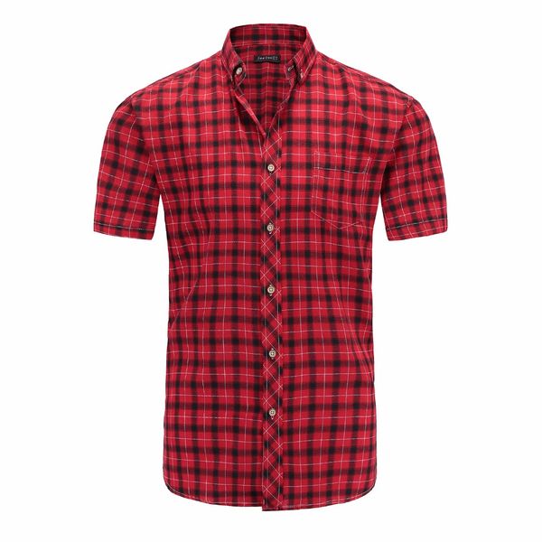 

jeetoo new plaid male shirts cotton casual slim fit short sleeve shirt turn down collar single breasted fashion summer men, White;black