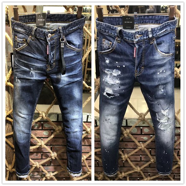 

2019 new fa hion new tyle brand men 039 denim jean embroidery tiger pant hole d2 jean zipper men pant trou er men 039 lim jean