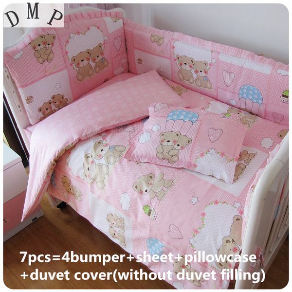 

promotion 6/7pcs cartoon baby bedding cribs for babies cot bumper kit bed around piece set,120*60/120*70cm