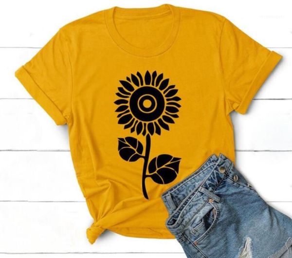 

summer new sunflower print multicolor optional tshirt candy colors slim women designer clothing casual fashion, White