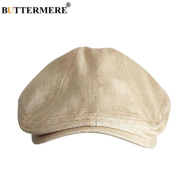 

buttermere linen berets men beige casual flat caps women british cabbie directors cap vintage autumn solid duckbill ivy hats, Blue;gray