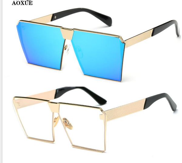 

square european and american sunglasses sunglasses flat men's ms. big frame sunglasses, White;black