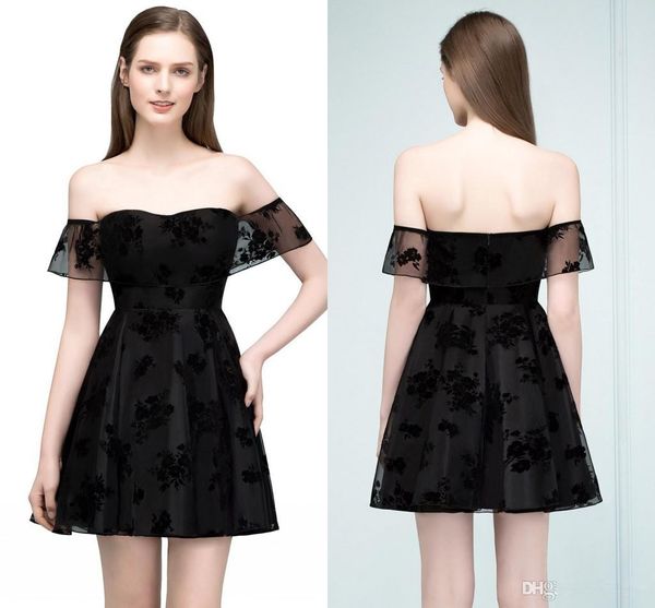 2020 новое черное кружево с плеча короткие мини-середины платья домогов коктейль платья сладкие 16 платья вечернее платье