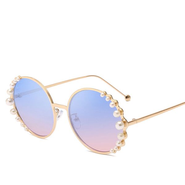 

new round pearl sunglasses for men and women modern fashion sun glasses round frame eyewear oculos de sol, White;black