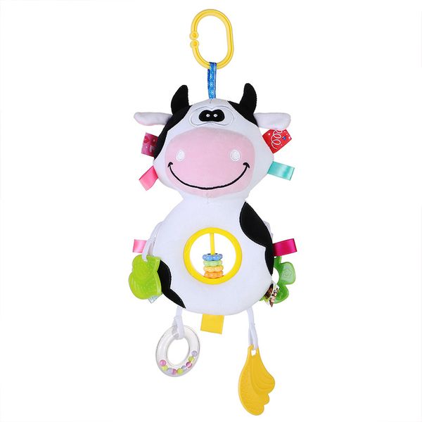 

baby plush rattles cartoon bear cow animal mobiles toys infant stroller hanging mobile rattles newborn toys with teether