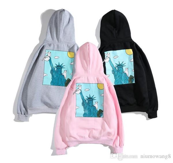 

brand hoodie ripndip statue holding big cat big logo graffiti big logo sweatshirt designer pullover clothing sale, Black