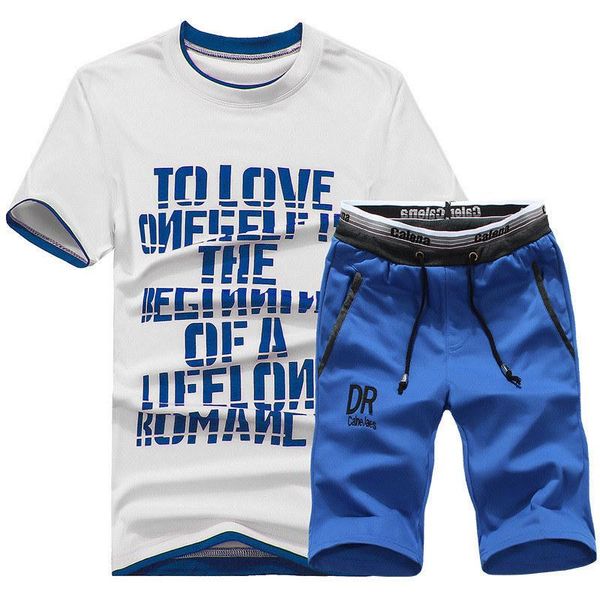 

2019 brand new men t shirt sets summer cotton comfortable short sleeve tshirt homme casual set male size, White;black