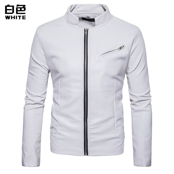 

mixcubic 2017 autumn england style unique zipper pocket pu leather jackets coats men casual slim white pu jackets,s-xxl, Black;brown