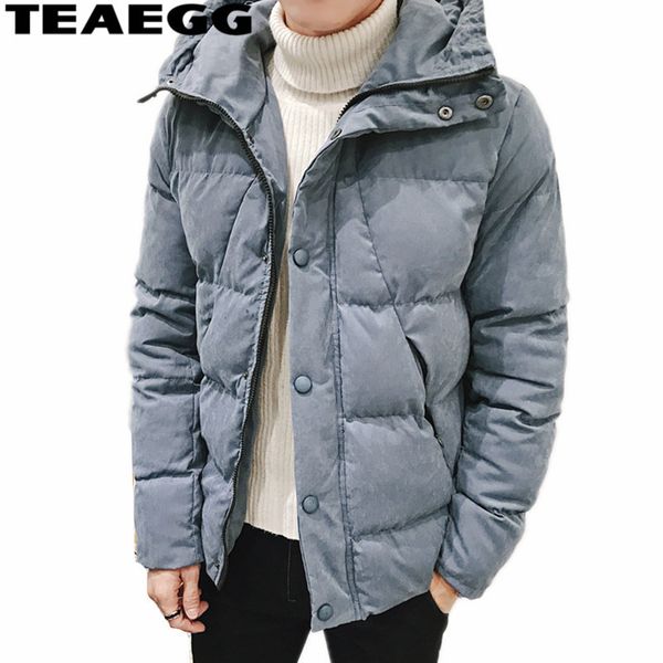 

teaegg thick parkas hombre invierno plus size coat hooded cotton padded mens winter jackets and coats warm parka homme al1399, Black