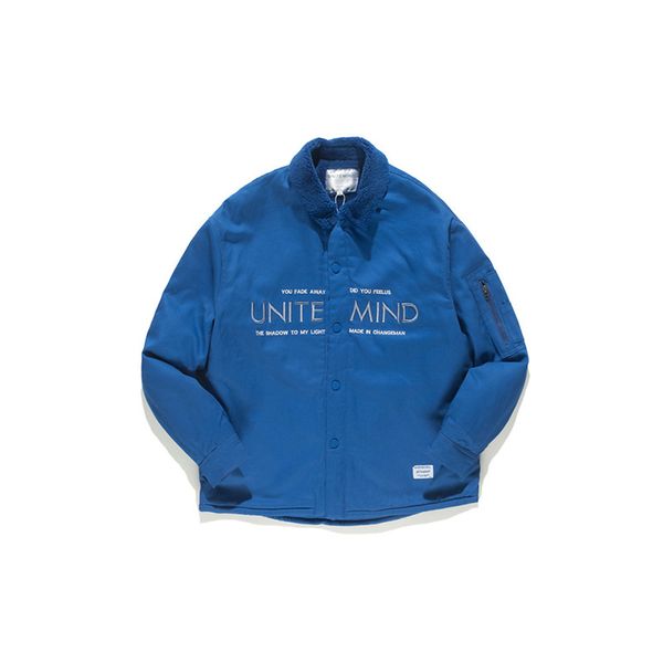 

2019 winter cotton clothes solid color joker letter embroidered japanese original youth fashion brand cotton jacket men, Black