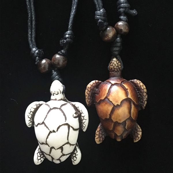 

turtle necklace men women's imitation yak bone cute tortoise hawaii tribal surfer sea turtles charms pendants necklaces dhl free, Silver