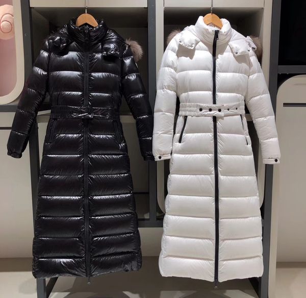 

women's down parkas long thick large size coat female hooded winter new loose european authentic outdoor leisure skiing solid color 16v, Black