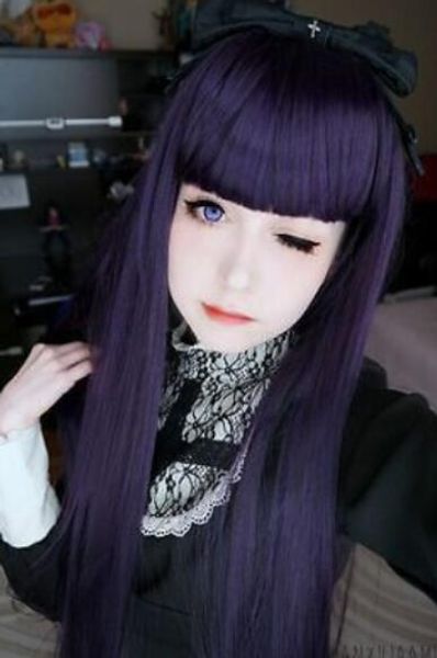 KOSTENLOSER VERSAND++ Details zu Inu x Boku SS Ririchiyo Shirakiin Lange Violette Cosplay Perruque Perücke